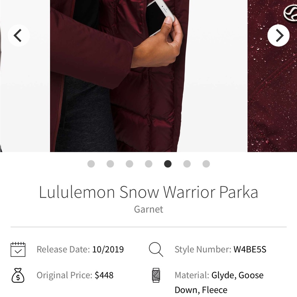 lululemon athletica snow warrior garnet  Puffer Jacket - Picture 6 of 9